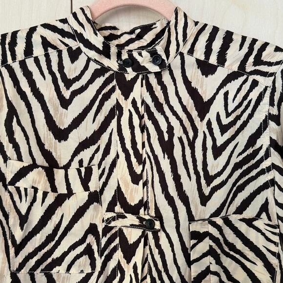CURRENT/ELLIOTT The B50 Top in Natural Zebra Print Size 1 S/M Tan Brown Blouse - Picture 4 of 11